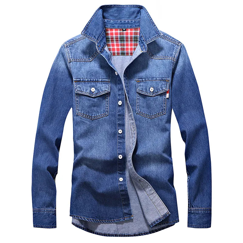 Men's Denim Shirt - Stylish Wash Slim