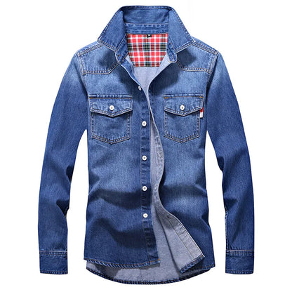 Men's Denim Shirt - Stylish Wash Slim