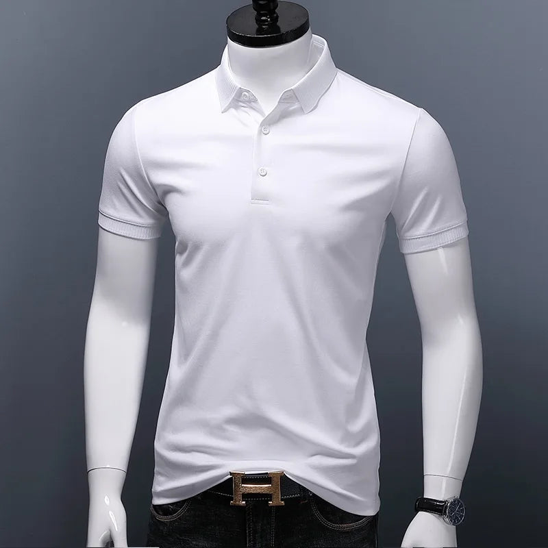 Men's Solid Color Polo - Mercerized Cotton