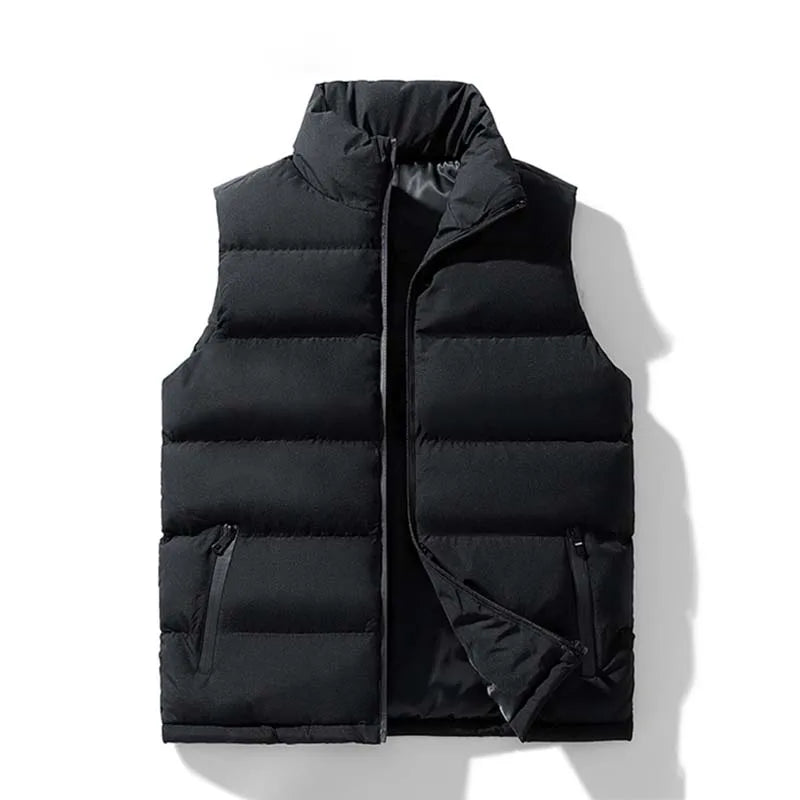 Men's Casual Vest Jacket, Warm Sleeveless Stand Collar Vest