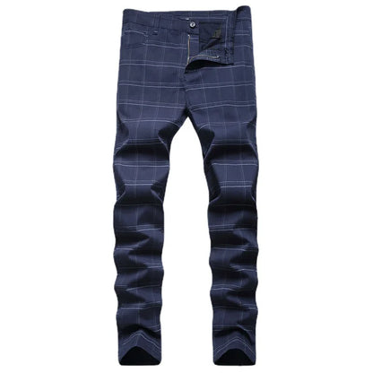 Men's High Stretchy Chino Pants - Plaid Slim Fit