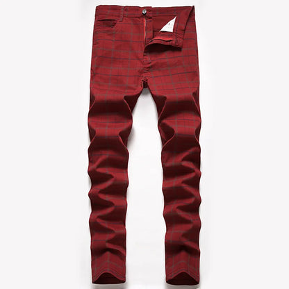 Men's High Stretchy Chino Pants - Plaid Slim Fit