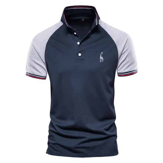 Men's Casual Polo Shirt - Giraffe Embroidery