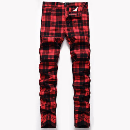 Men's Skinny Chino Pants, Straight Plaid - Slim Fit