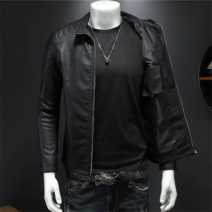 Men's Casual Leather Motorcycle Jacket