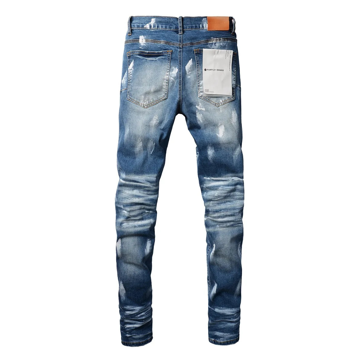 *NEW ARRIVAL* Blue Distressed Paint Design Denim Jeans - Slim Fit