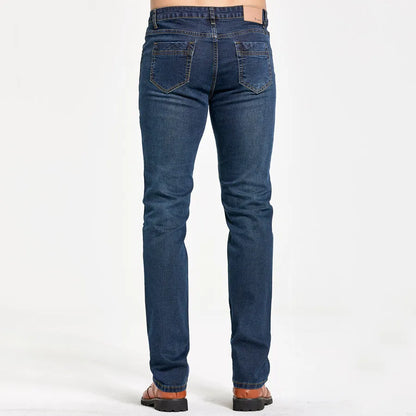 Men's Classic Slim Fit Straight Blue Jeans - Stretch Denim