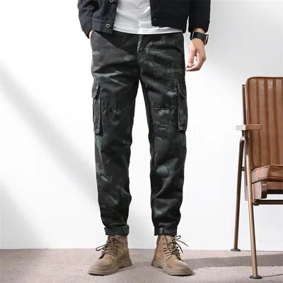 "Camo Cargo" Men's Casual Baggy Streetwear, Multi-Pocket Military Tactical Pants