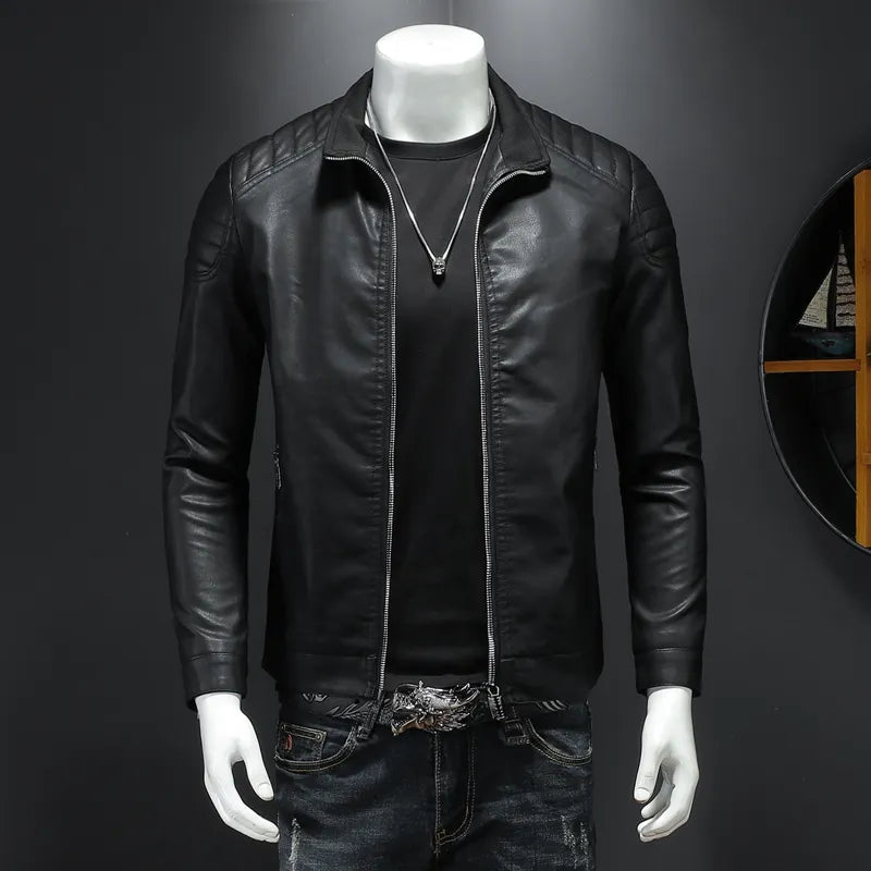 Men's Casual Leather Motorcycle Jacket