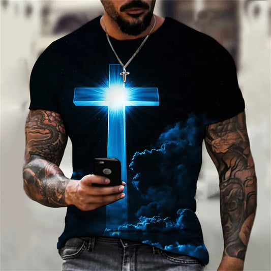 Men's 3D Cross Print Tee