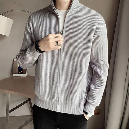 Men's Solid Color, Casual Knitted Cardigan - Slim Fit