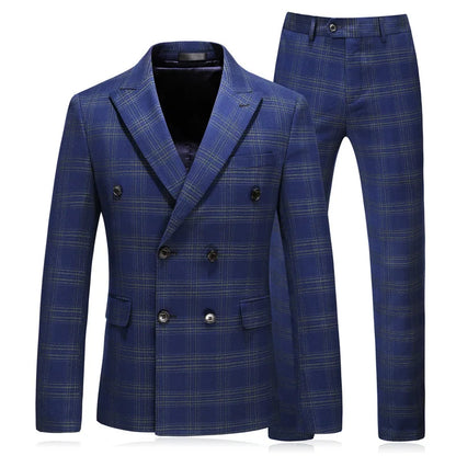 Men's Luxury Plaid Business Casual Suit - Blazer+ Pant + Vest (3 Piece Suit)