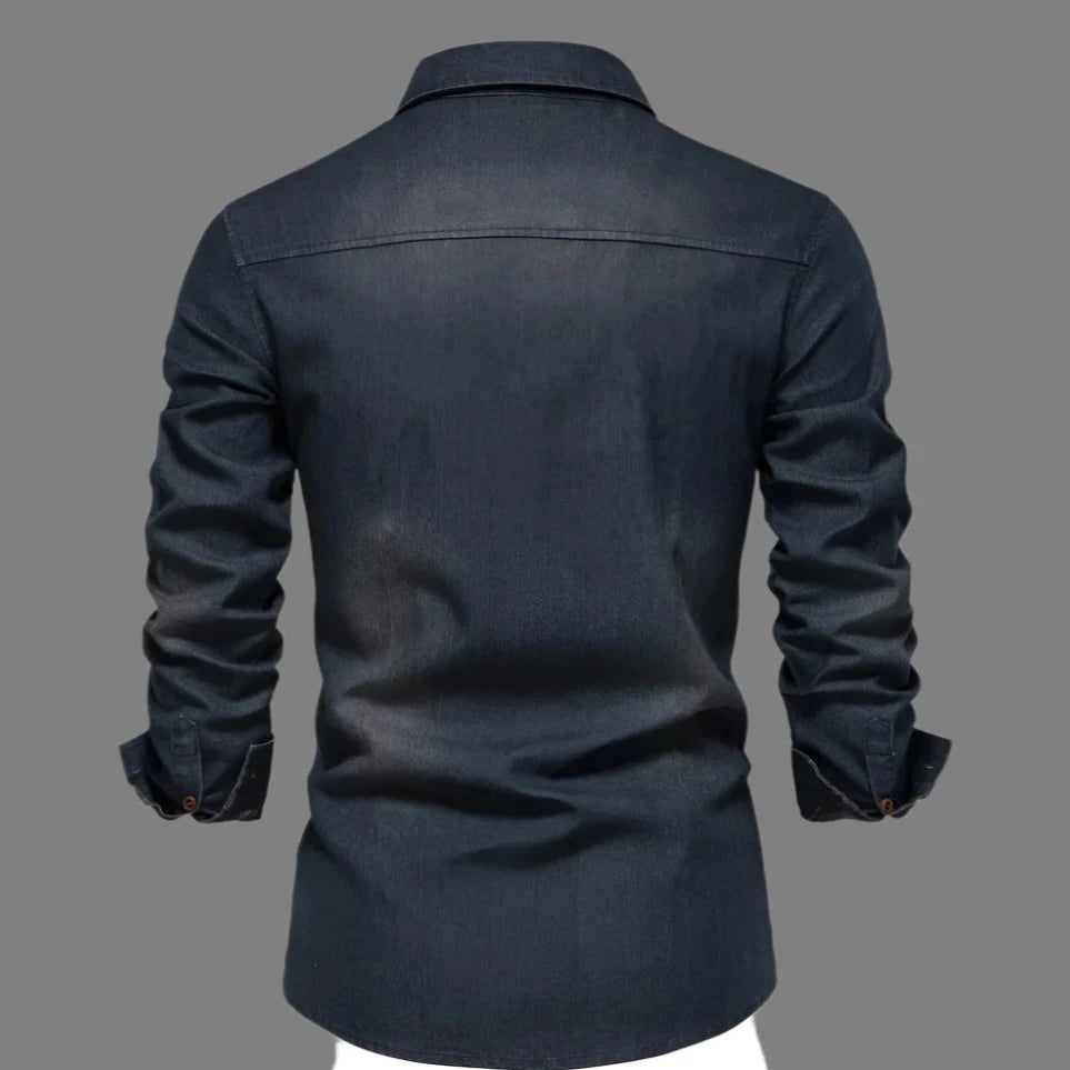 Men's Denim Long Sleeve Slim Fit Designer Shirt