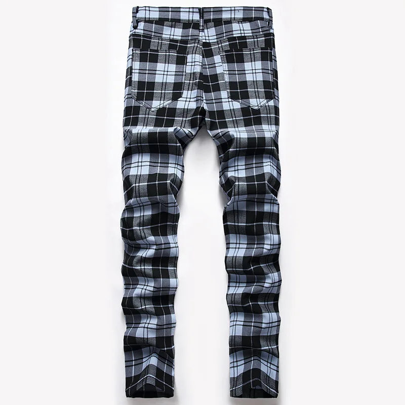 Men's Skinny Chino Pants, Straight Plaid - Slim Fit