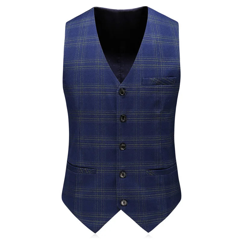 Men's Luxury Plaid Business Casual Suit - Blazer+ Pant + Vest (3 Piece Suit)