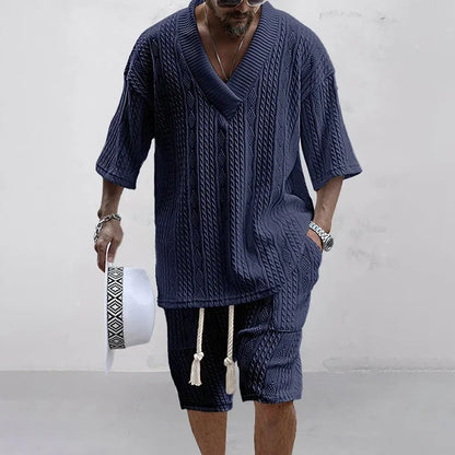 *NEW ARRIVAL* Knitted Fashion Casual Shirt & Shorts Set