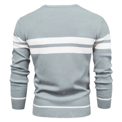 Men's O-Neck Casual Slim Pullover Stripe Sweater