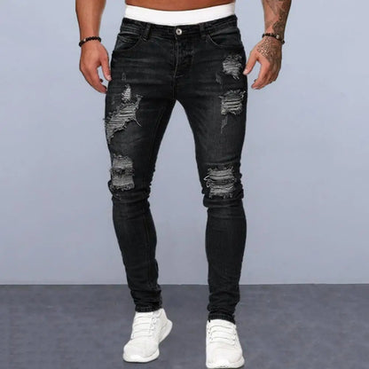 Men's Retro Style Straight Fit Jeans - Slim Fit, Mid Waist