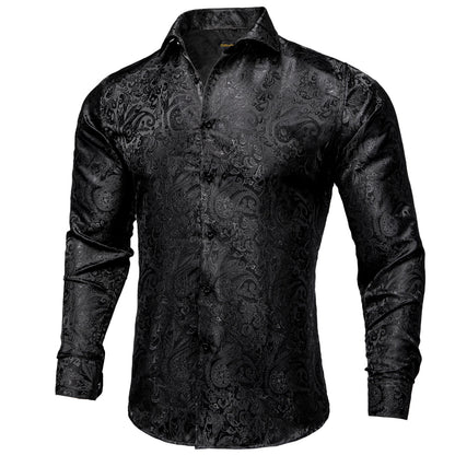 Men's Black Paisley Luxury Dress Shirt