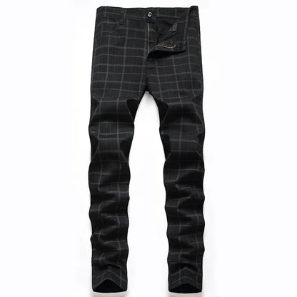 Men's High Stretchy Chino Pants - Plaid Slim Fit