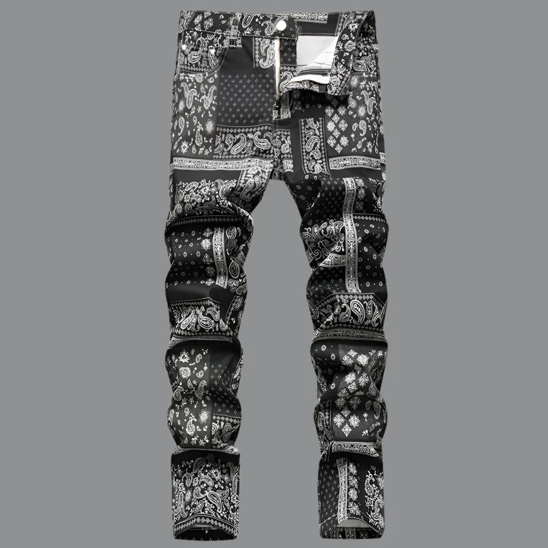 Men's Paisley Printed Fashion Jeans