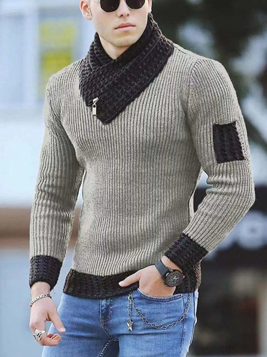 Men's Casual Vintage-Style Pullover Sweater - Wool Turtleneck