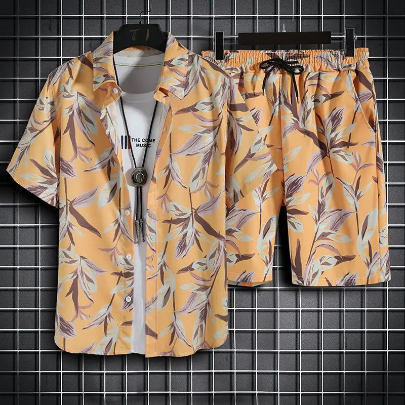 Hawaiian Fashion, Men's 2-Piece Shirt & Shorts Set