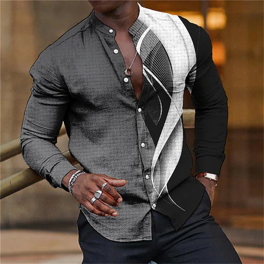 Men's Long Sleeve 3D Line Shirt