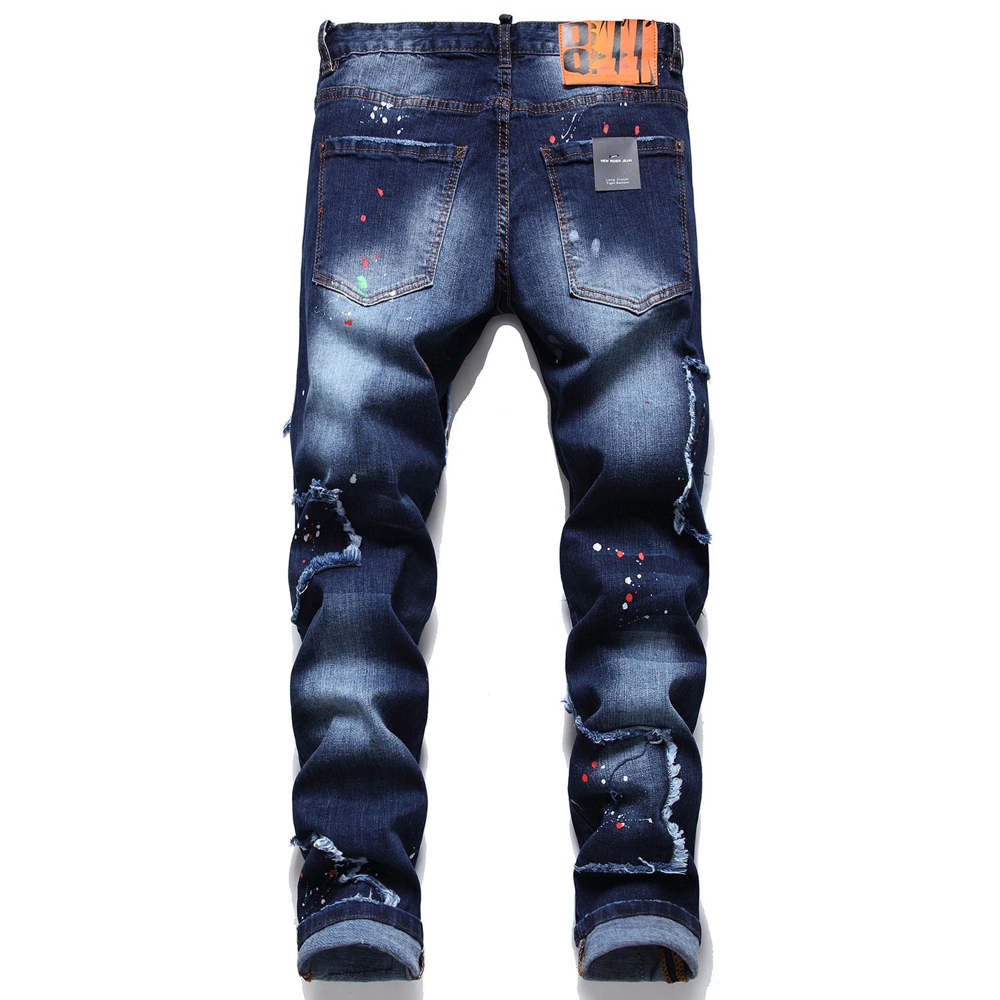 Men’s Slim-Fit Blue Jeans - Dot Paint