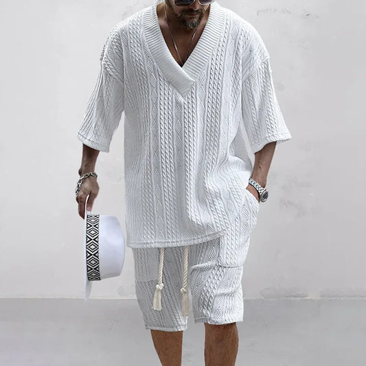 *NEW ARRIVAL* Knitted Fashion Casual Shirt & Shorts Set