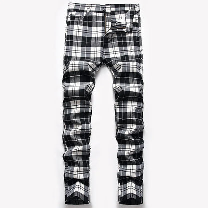 Men's Skinny Chino Pants, Straight Plaid - Slim Fit