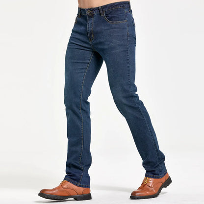 Men's Classic Slim Fit Straight Blue Jeans - Stretch Denim