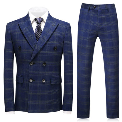 Men's Luxury Plaid Business Casual Suit - Blazer+ Pant + Vest (3 Piece Suit)