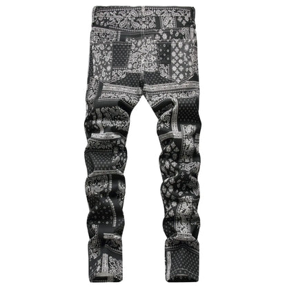 Men's Paisley Printed Fashion Jeans