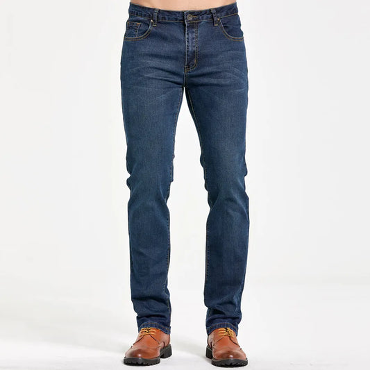 Men's Classic Slim Fit Straight Blue Jeans - Stretch Denim