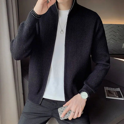 Men's Solid Color, Casual Knitted Cardigan - Slim Fit