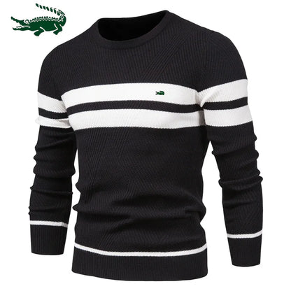 Men's O-Neck Casual Slim Pullover Stripe Sweater