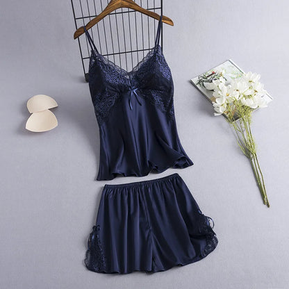 Women's Sexy Lace Sleep Set, 2-Piece Cami & Shorts