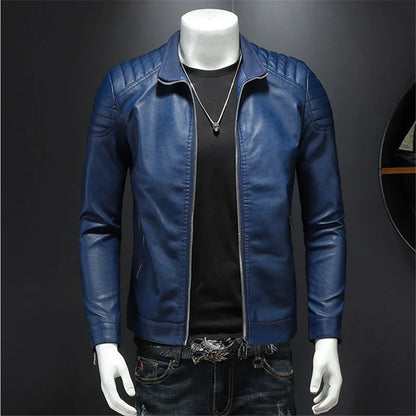 Men's Casual Leather Motorcycle Jacket