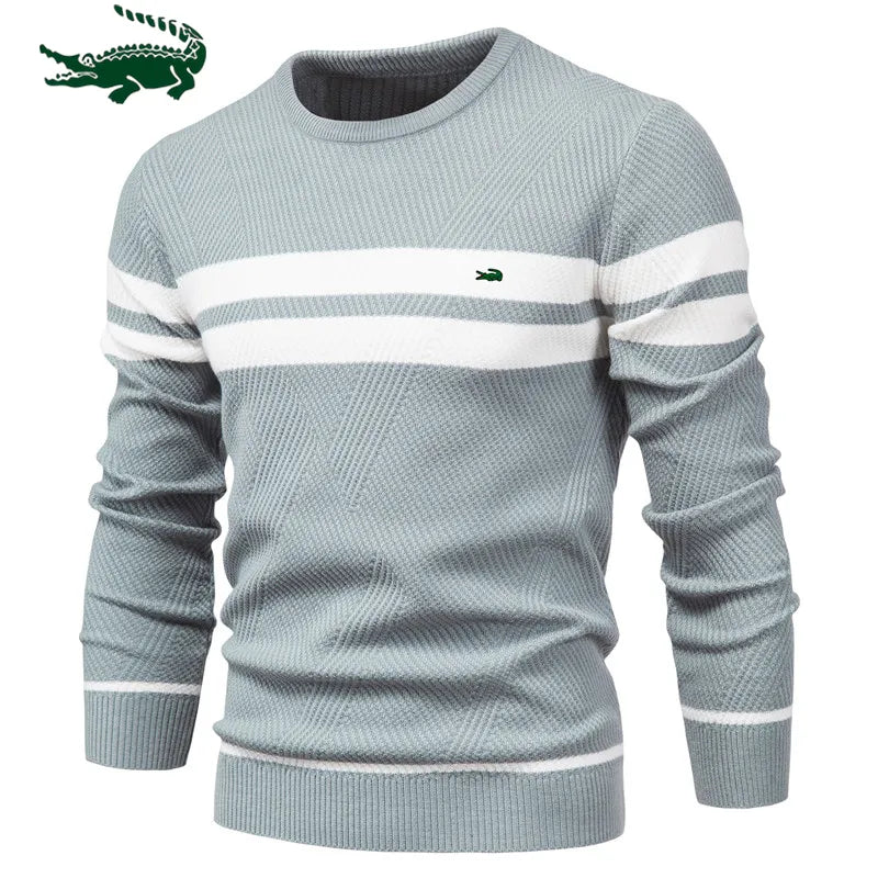 Men's O-Neck Casual Slim Pullover Stripe Sweater