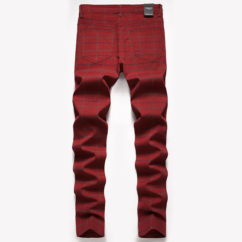 Men's High Stretchy Chino Pants - Plaid Slim Fit