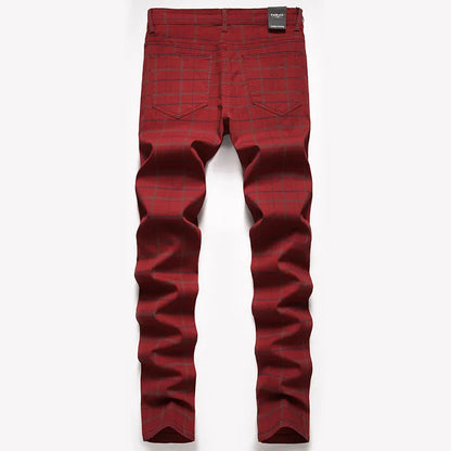 Men's High Stretchy Chino Pants - Plaid Slim Fit