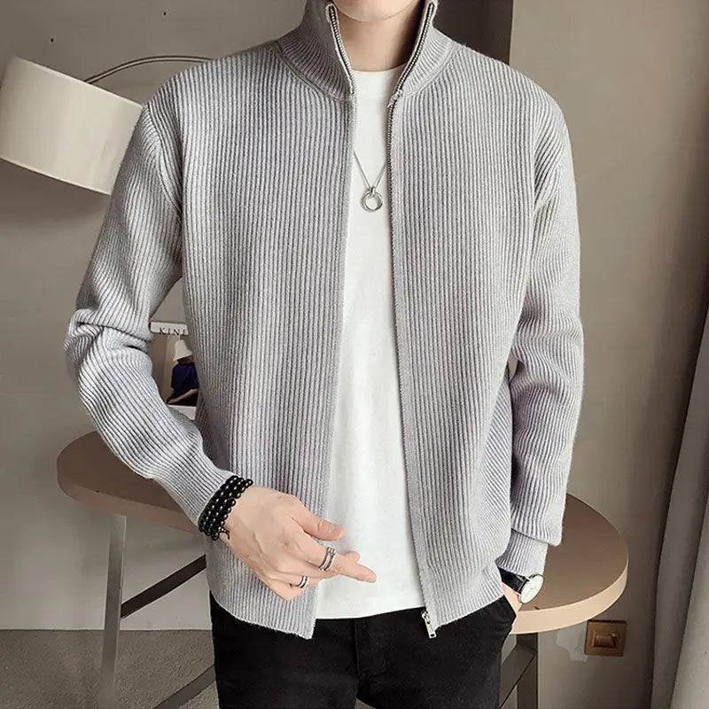 Men's Solid Color, Casual Knitted Cardigan - Slim Fit