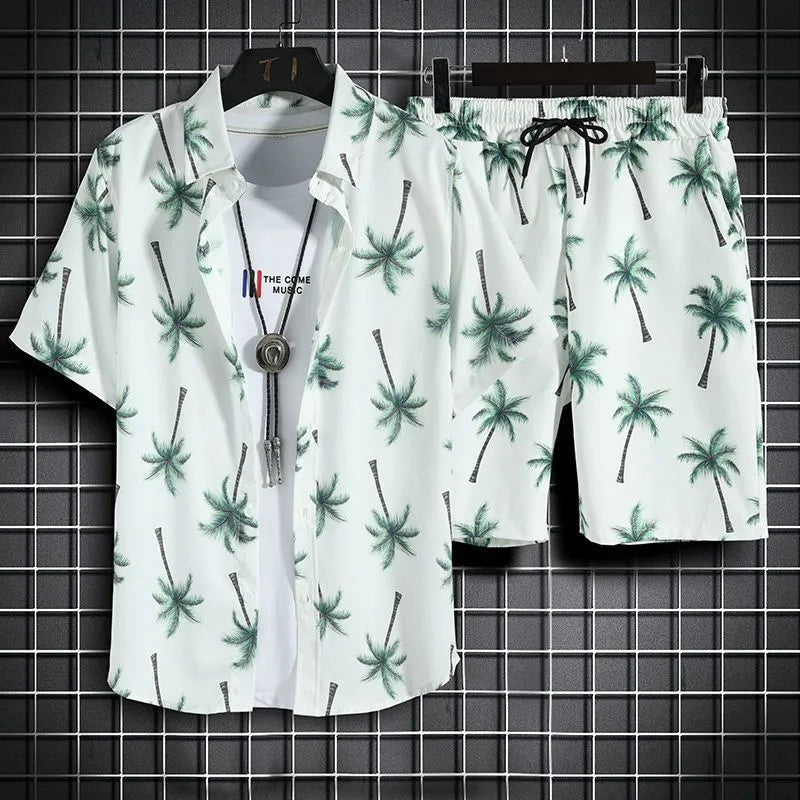 Hawaiian Fashion, Men's 2-Piece Shirt & Shorts Set