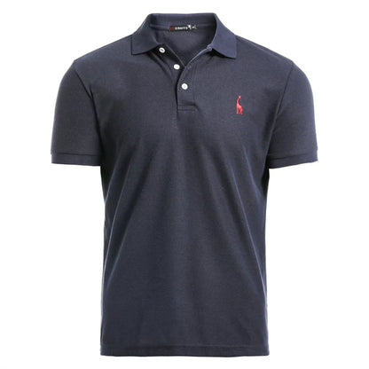 Men's Casual Polo Shirt - Giraffe Embroidery