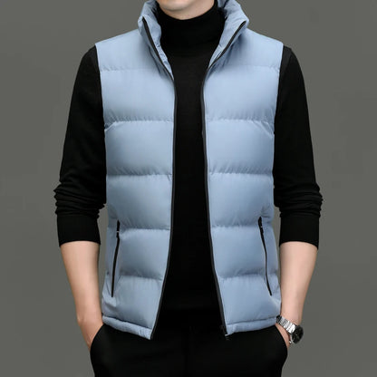 Men's Casual Vest Jacket, Warm Sleeveless Stand Collar Vest