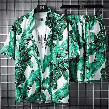 Hawaiian Fashion, Men's 2-Piece Shirt & Shorts Set