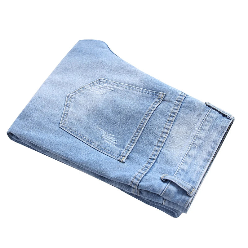 Men's Fashionable Blue Distressed Denim Jeans