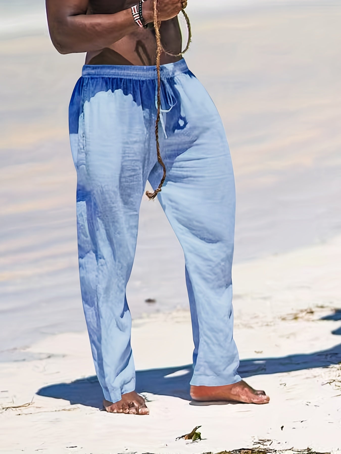 Men's Drawstring Straight Leg Beach Casual Baggy Pants