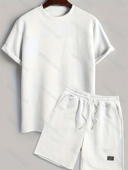 Men's Casual Fashion, Comfy Tee & Drawstring Shorts Set